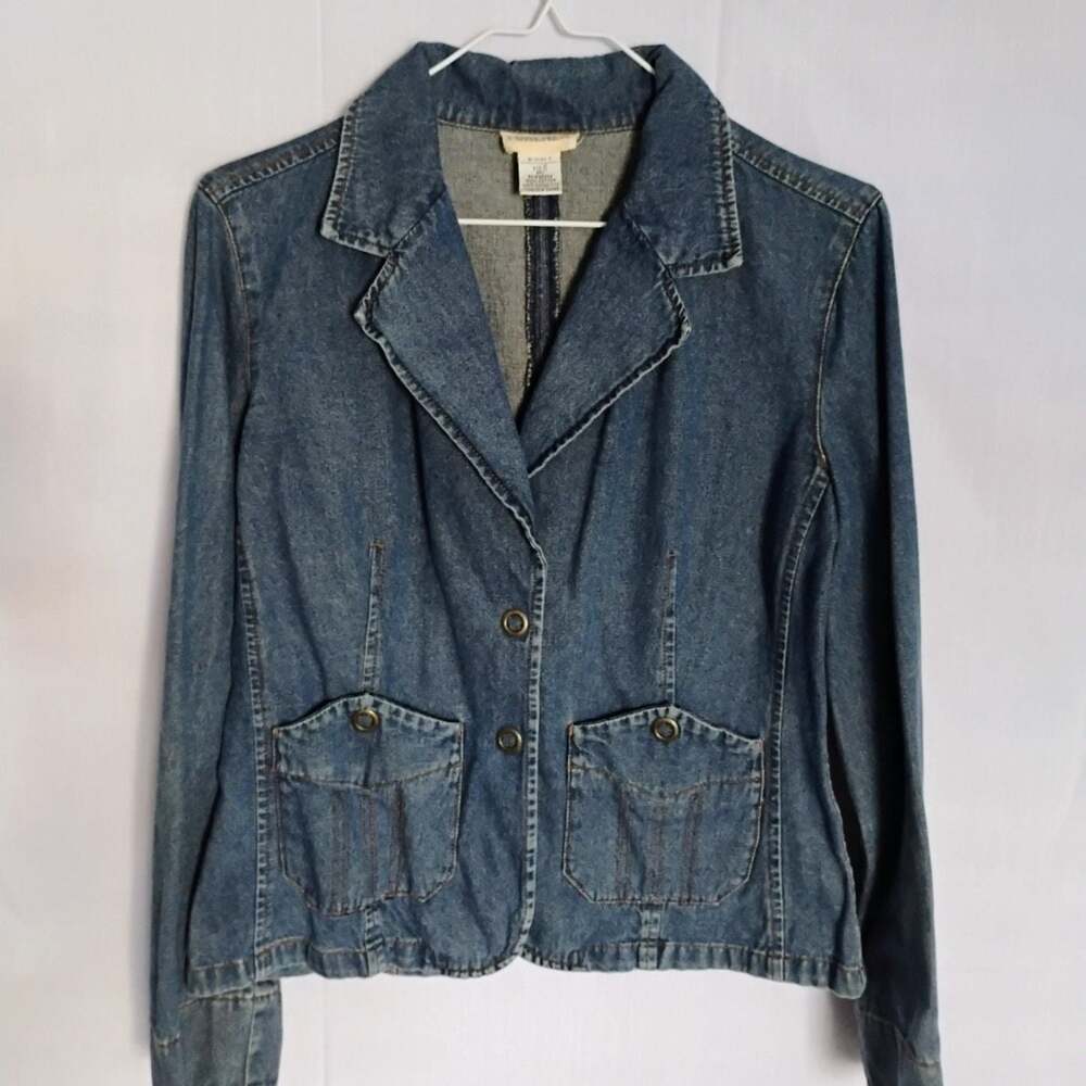 Forenza Denim Blazer - Y2K Fitted Jean Jacket - Dark Wash